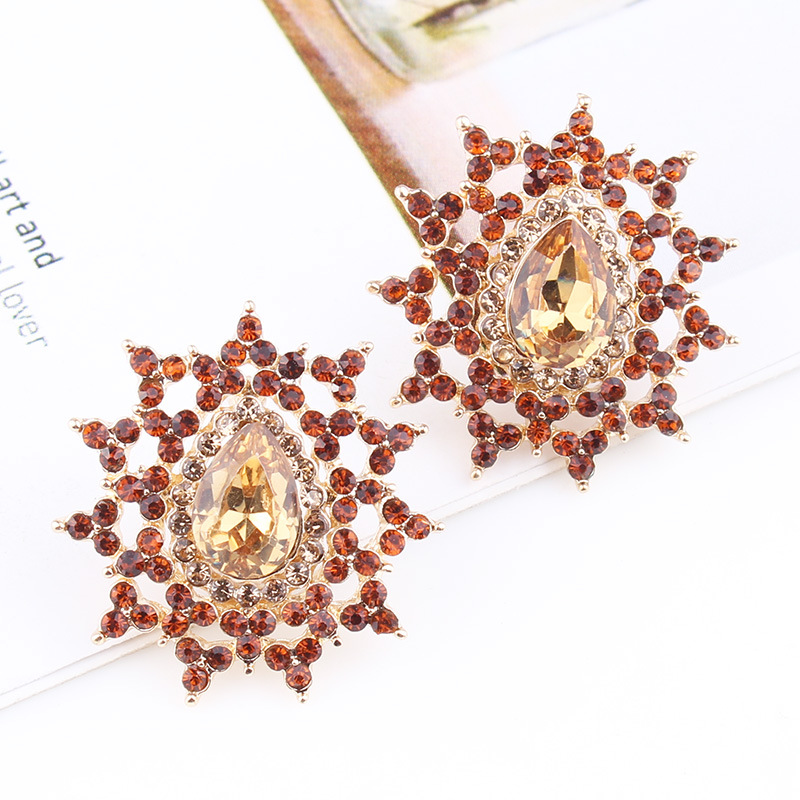 Lady Ethnic Style Water Droplets Alloy Inlay Rhinestones Women's Ear Studs display picture 2