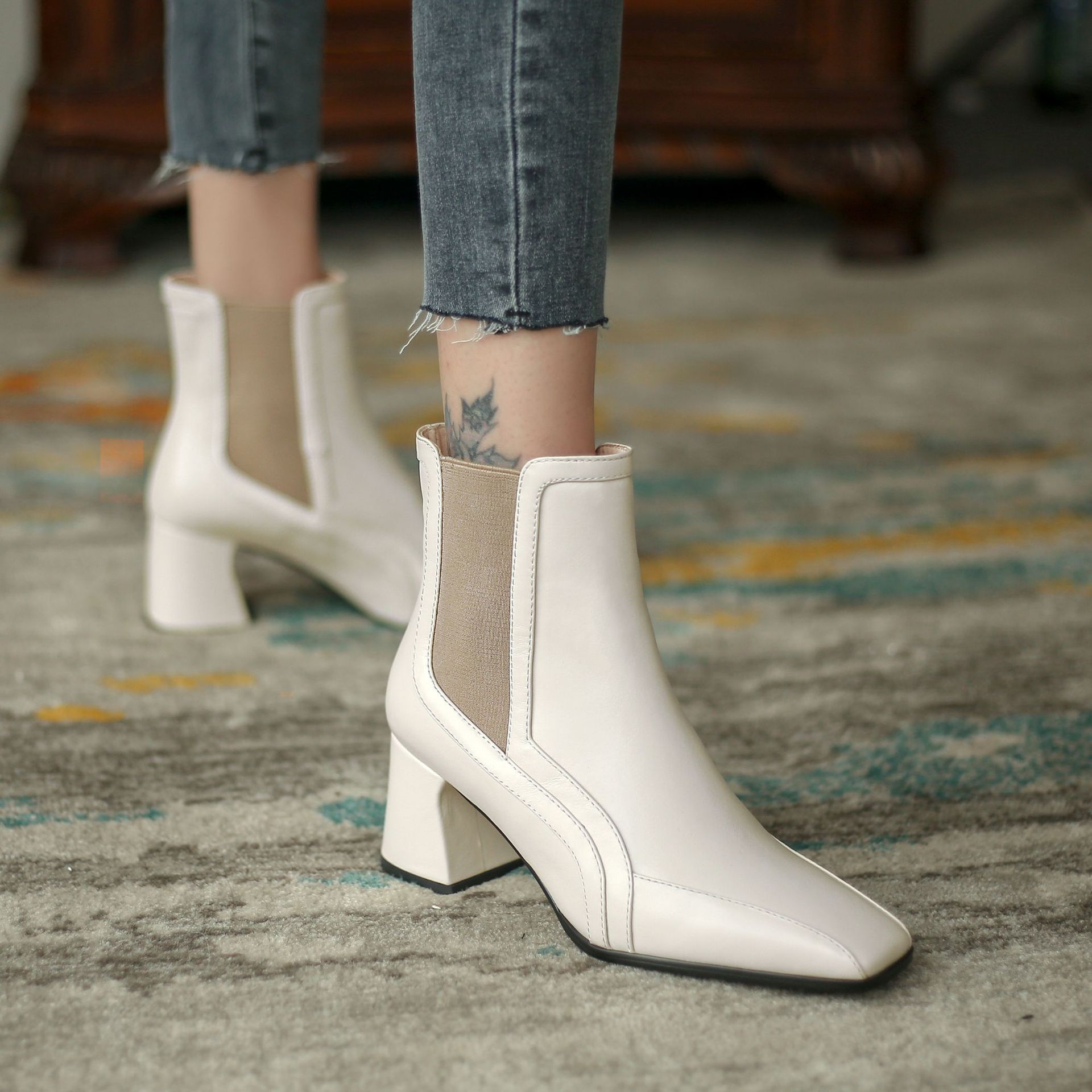 Chiko Bestabe Square Toe Block Heels Boots