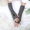 Demi-season keep warm fashionable decorations to go out, long sleeves, knitted set, fingerless