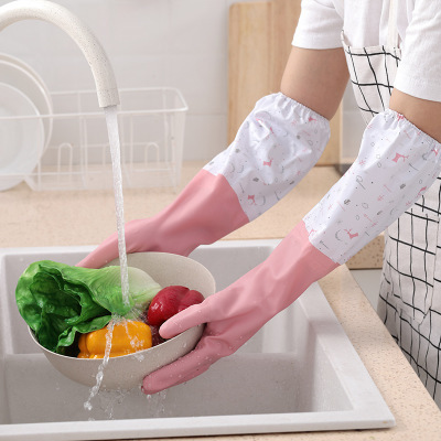 冬季加绒加厚洗碗手套保暖防水橡胶皮乳胶厨房清洁洗衣服刷碗家务