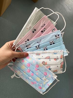 壹次性加厚口罩熔噴布兒童卡通印花3層防護口罩防塵透氣學生口罩