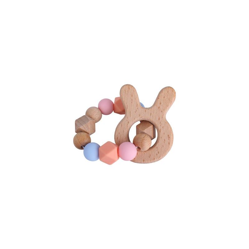 Bebé DIY creativo haya Animal de la historieta juguete mordedor pulsera nuevo gato cuentas silicona teether stick teether