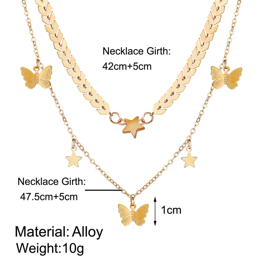 حار بيع الذهبي فراشة قلادة قلادة الإبداعية الرجعية سبيكة معدنية الترقوة سلسلة الجملة Nihaojewelry display picture 1