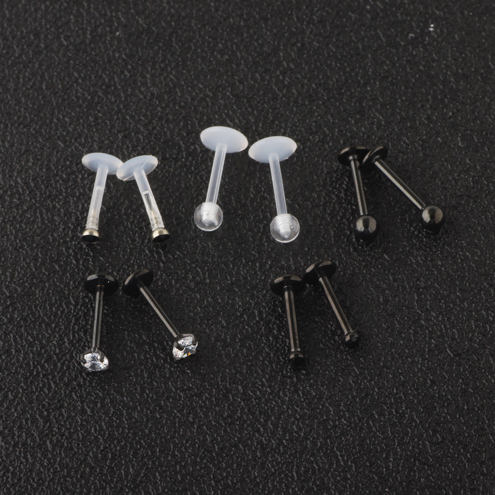 16G labret stud size and finish detail