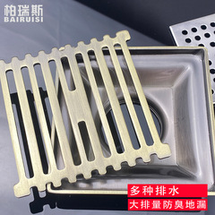 Factory bamboo board multi-purpose fast drainage anti-insect and odor-proof floor drain self-closing anti-backflow antique stainless steel floor drain 