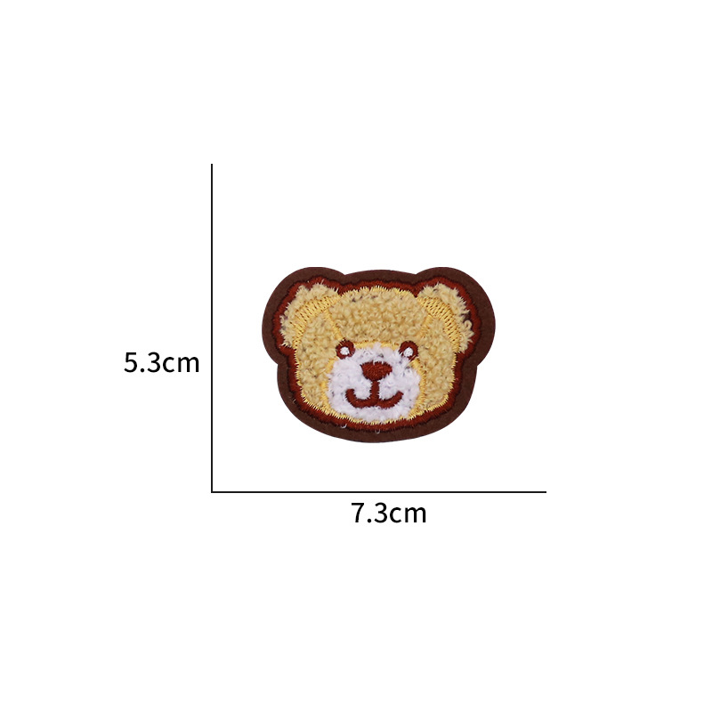 Parche bordado de chenilla con cabeza de oso de peluche, bordado a máquina, para reparación de ropa, decoración de bolsos DIY