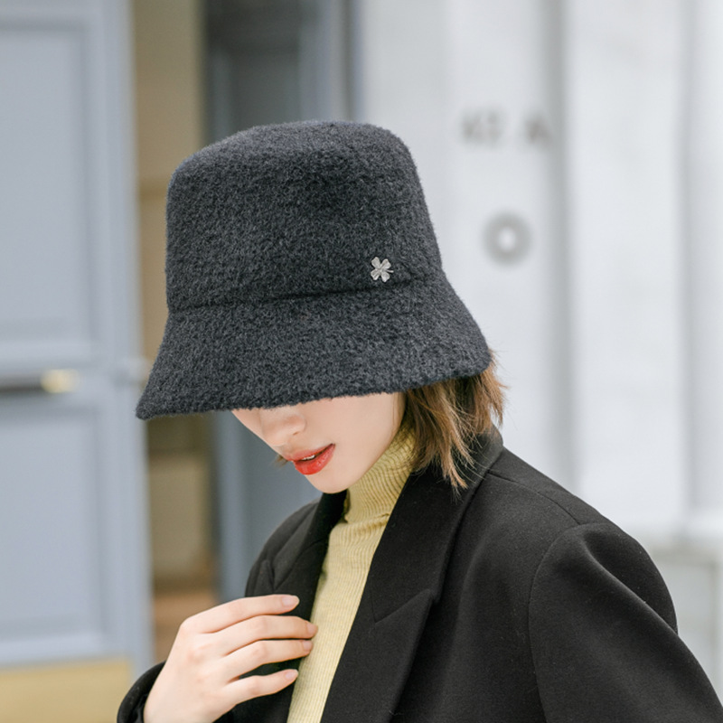 Ull bucket hat för kvinnor höst vinter trendig varm_voghion.com