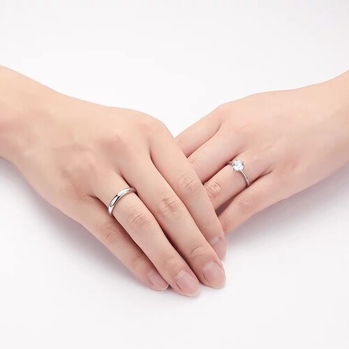 Couple's silver-plated ring female open mouth Korean version men's and women's diamond rings fashionable women's hand jewelry manufacturer customization