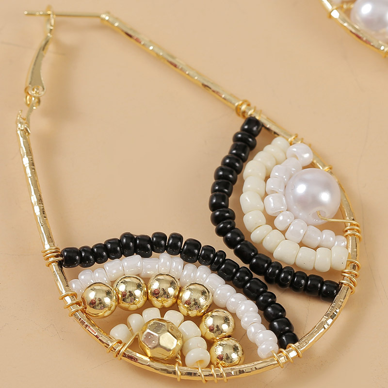 Europäische Und Amerikanische Persönlichkeit Geometrische Augen Wasser Tropfen Handgemachte Reis Perlen Ohrringe Grenz Überschreiten Der Trend Kreative Perlen Ohrringe Schmuck display picture 8