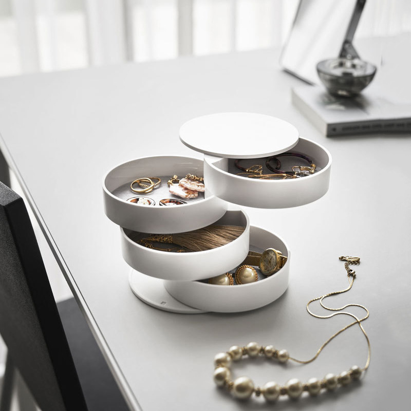 北欧旋转首饰盒手链头绳项链整理多层饰品花瓣收纳盒首手镯收纳盒