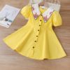 Summer clothing, short sleeve dress, skirt, 2021 collection, Korean style, children's clothing, with embroidery, with short sleeve