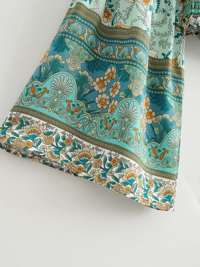 wholesale autumn cotton printed beach holiday shirt beach pants suit NSAM4235