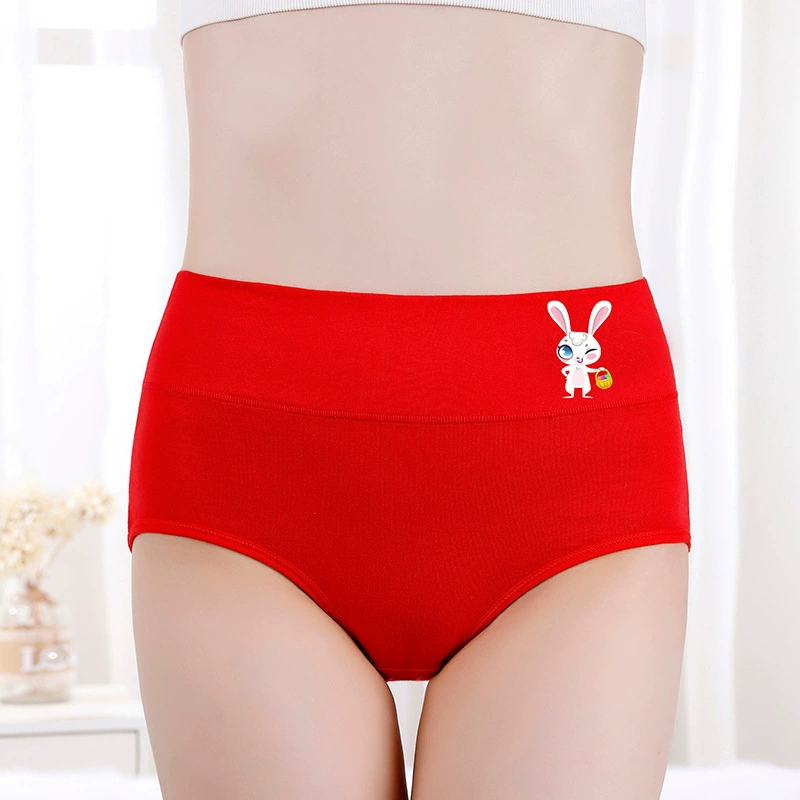 Хлопковые брюки, пояс, красный праздничный талисман, дышащие Underwear для формы бедер, высокая талия