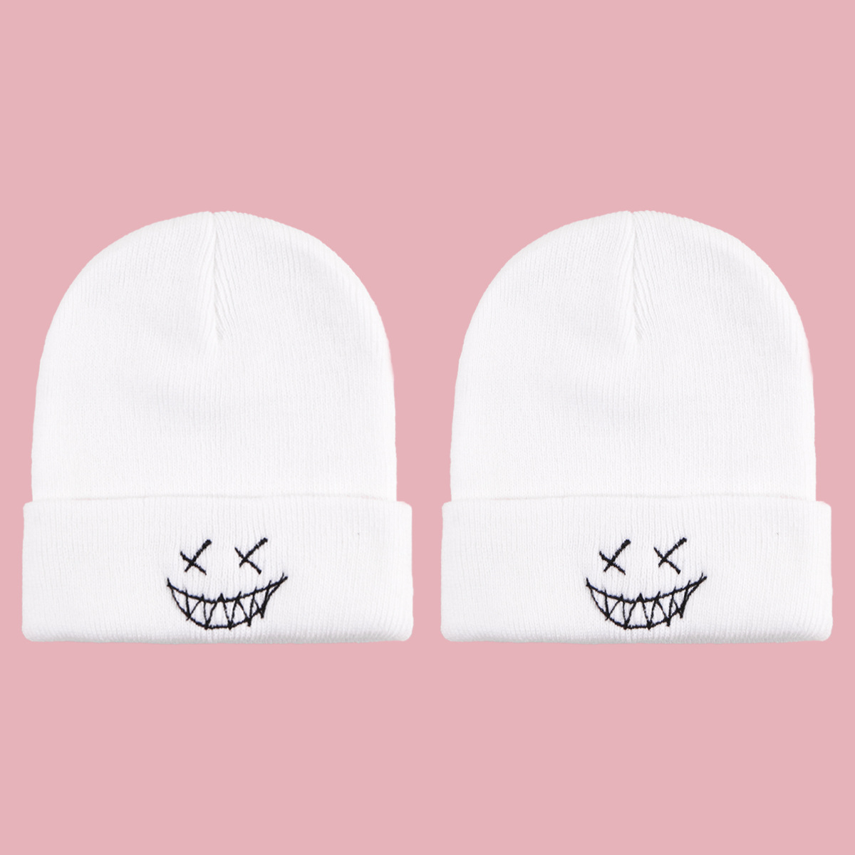 Hot Selling Smiley Face Knit Pure Color Cold Hat display picture 1