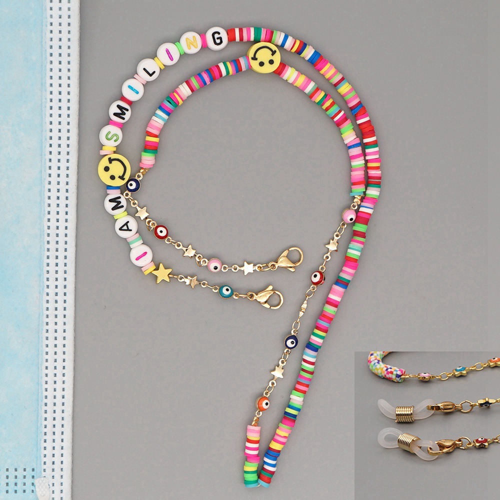 Bohemian fashion glass smiley face necklacepicture8