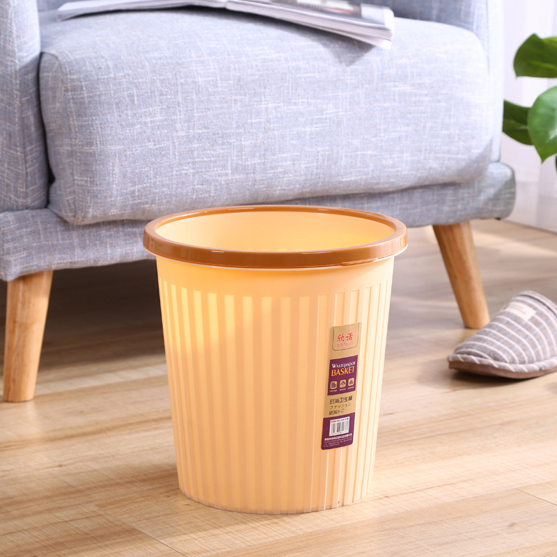家用塑料垃圾桶厨房杂物收纳桶办公室卧室大容量废纸篓压圈圆桶|ms