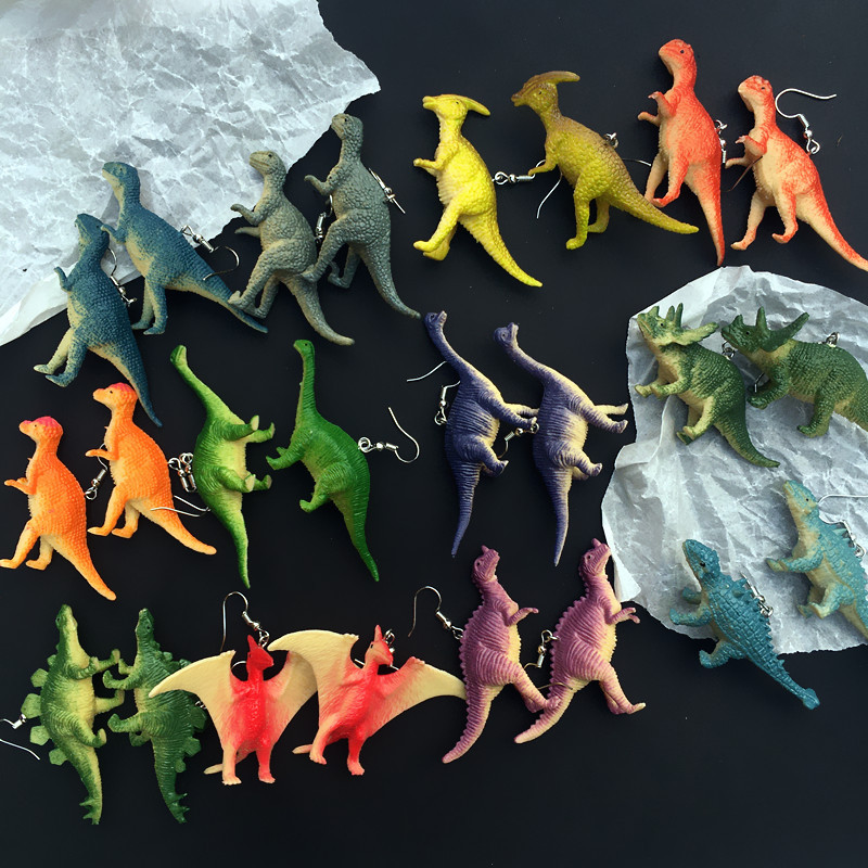 Estilo De Dibujos Animados Dinosaurio Resina Tridimensional Niños Unisex Pendientes De Gota 1 Par display picture 3
