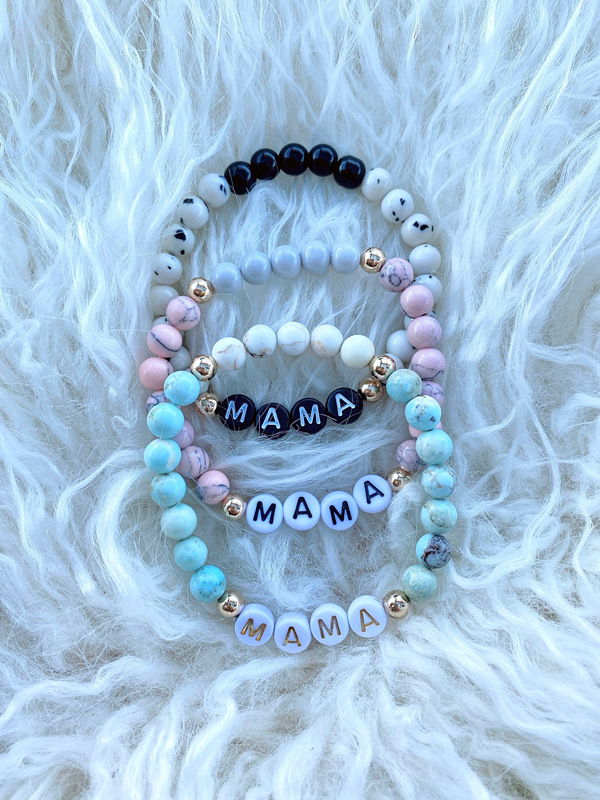 MAMA Style Mama Letter Arylic Natural Stone Beaded Bracelets