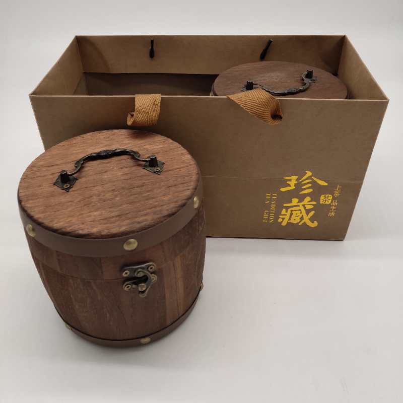 solid wood trumpet Tea barrel Canned Retro Pu'er tea packing Cask packing Gift box goods in stock wholesale