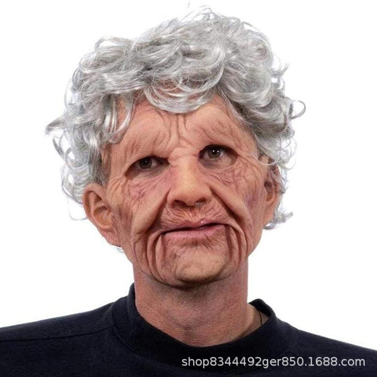 Halloween popular vieja abuela abuelo cara máscara de látex vieja peluca vestir accesorios 2020 Nuevo