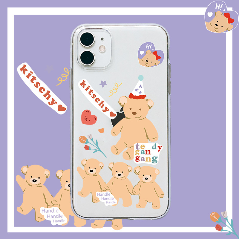 ins cartoon cute bear iphone13 mobile phone case 11 is suitable for Apple X to figure DZ a generation of soft 12 ins cartoon cute bear iphone13 mobile phone case 11 is suitable for Apple X to figure DZ a generation of soft 12
