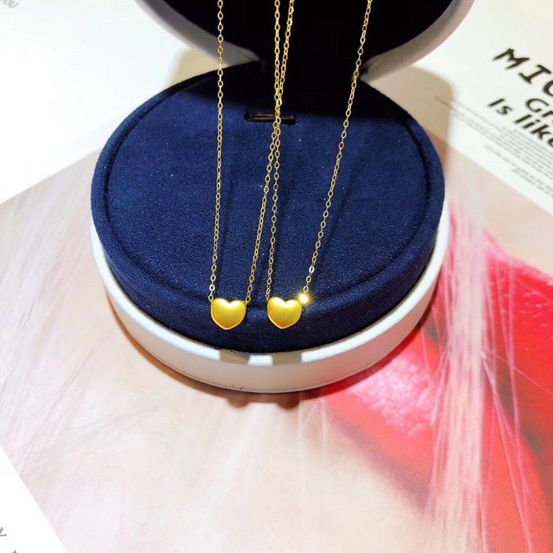盛爆珠寶 999千足黃金純金愛心項鏈3d硬金古法心形18K金女式項鏈