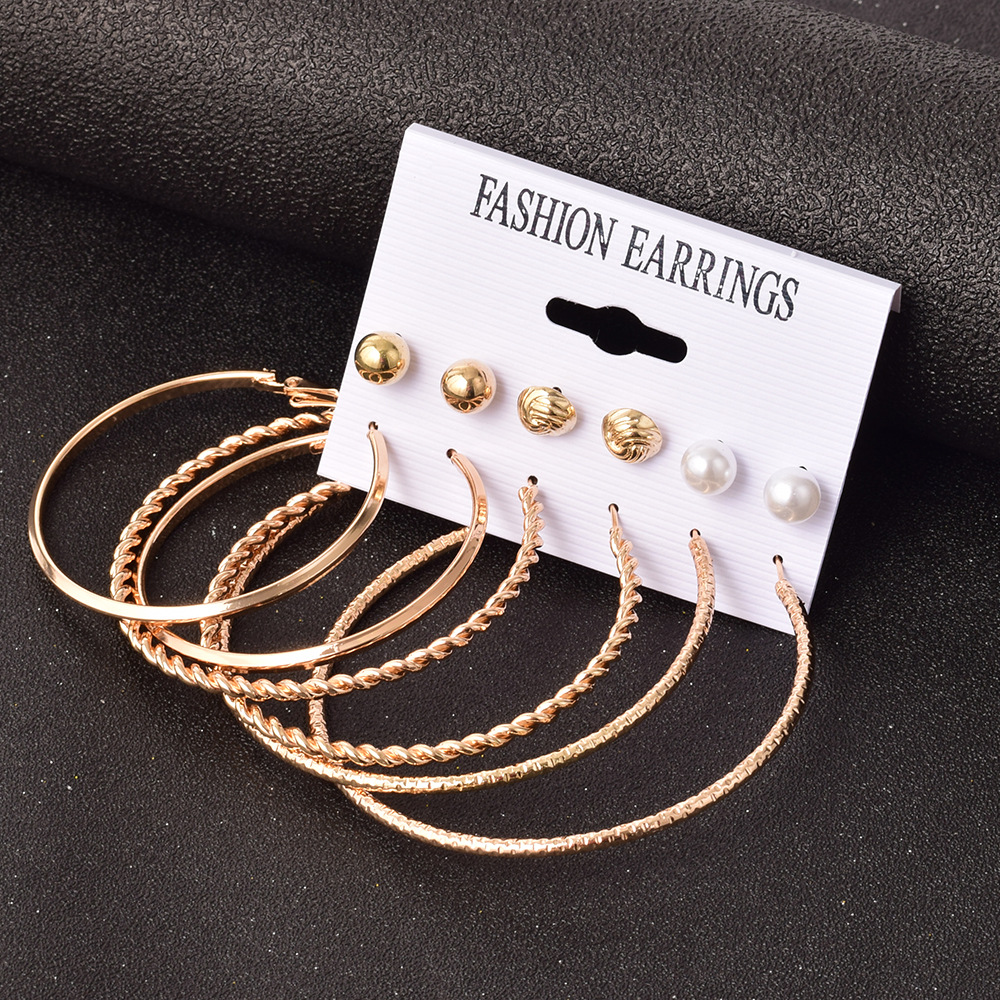 Big Circle Exaggerated Earrings Set 6 Pairs display picture 7