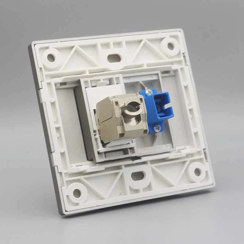 深灰色86型屏蔽超6类网络带SC光纤直插面板CAT6A千兆电脑宽带插座