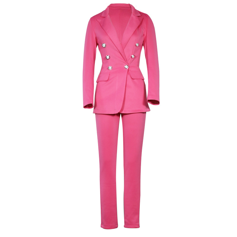 solid color long sleeve suit jacket straight pants two-piece set NSJZC112621