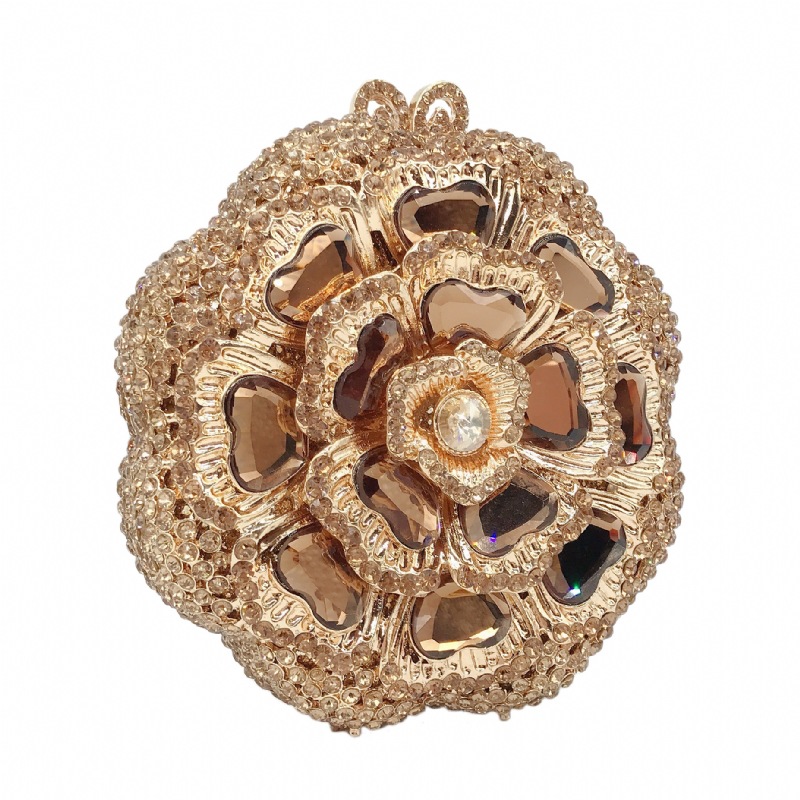 Túi clutch dạ hội kim loại đính kim cương, xách tay nữ thời trang dự tiệc — Màu đen, Đế Vàng Kim Cương, Nền vàng kim cương trắng, Màu bạc chi tiết 28