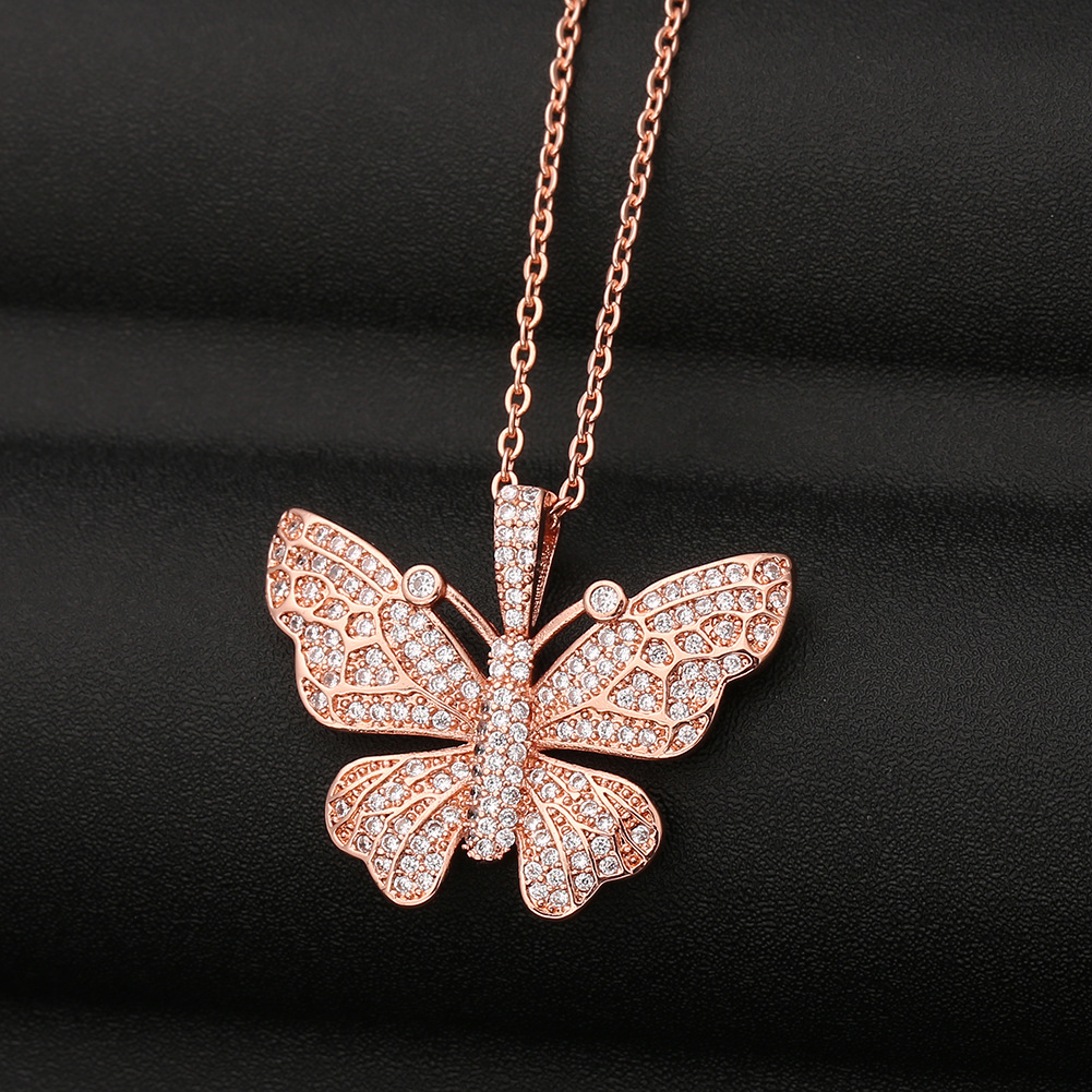Fashion Butterfly Copper Inlaid Zircon Necklace Wholesale display picture 4