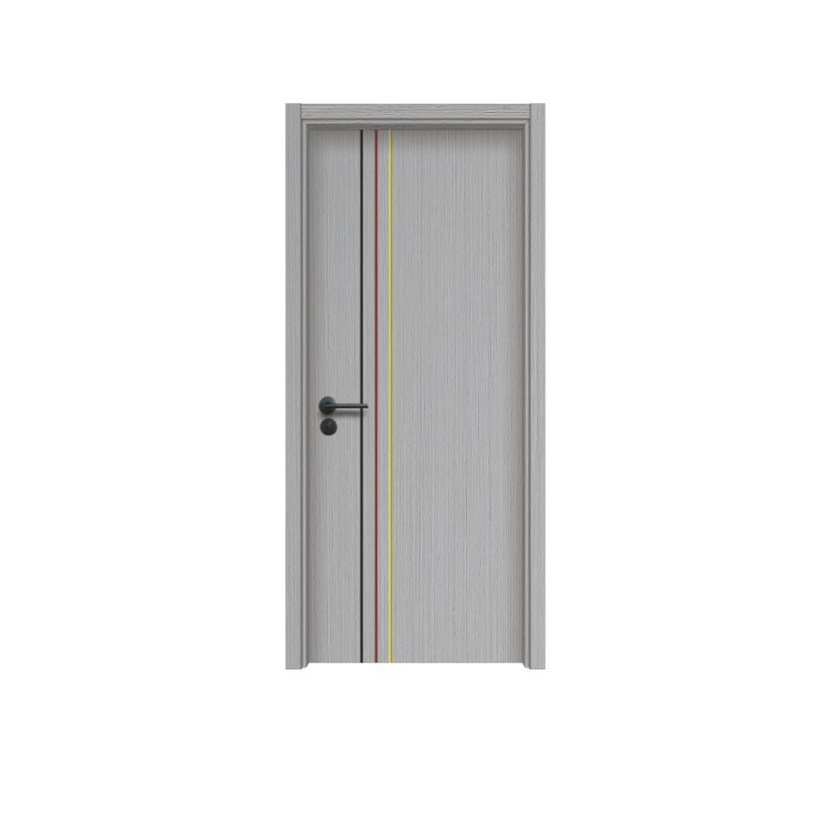 Compuesto de madera maciza negro gris moderno minimalista de carbono cristal CPL ecológico sin pintura formaldehído dormitorio interior puerta de madera