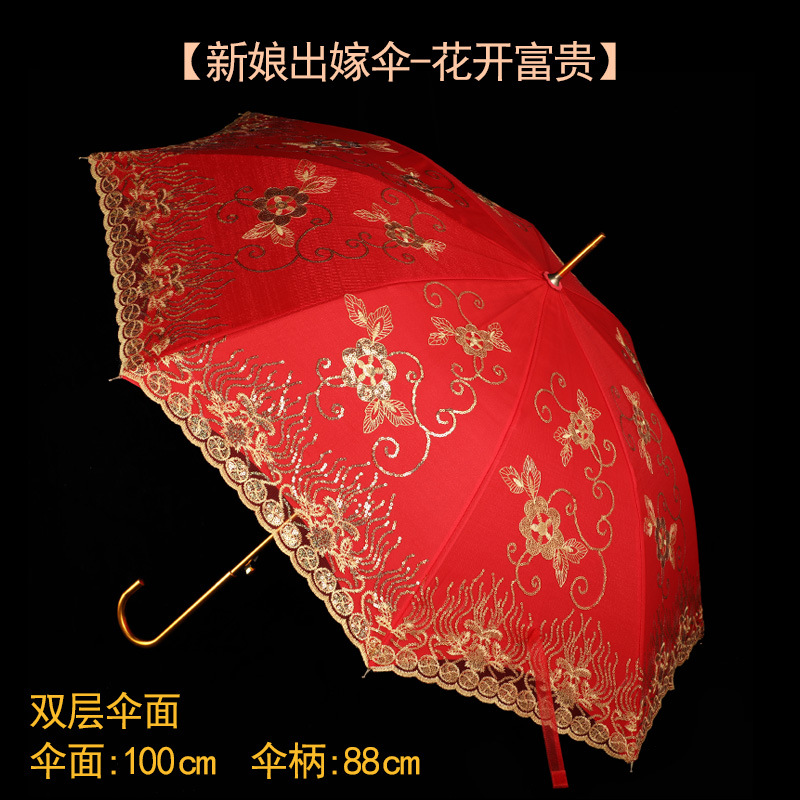 新款出嫁新娘伞中国风婚嫁喜庆出门伞结婚大红色陪嫁喜伞婚庆用品详情图15