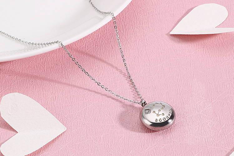 PVD Coated Gold Plating Process Simple Twelve Constellation Titanium Steel Diamond Short Necklace Wholesale Nihaojewelry