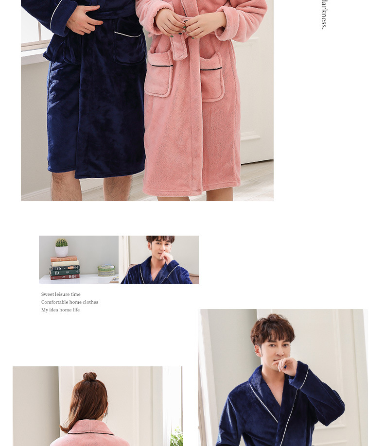 GraceChic GraceChic Autumn And Winter Thickened Flannel Couple's Coral Fleece Pajamas Bathrobe_voghion.com