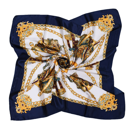 Autumn and winter new style bohemian chain 90 satin square silk scarf wholesale bag accessories women's printed scarf