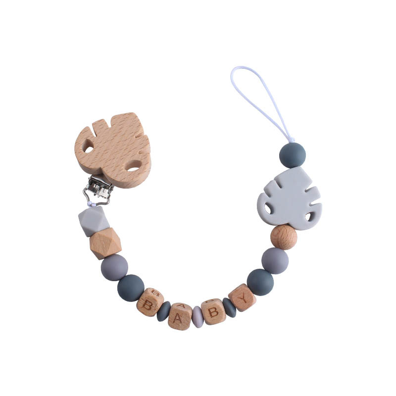 Baby Beech chupete clip Beech Leaf Toy teether nombre del bebé personalizable silicona hoja chupete cadena