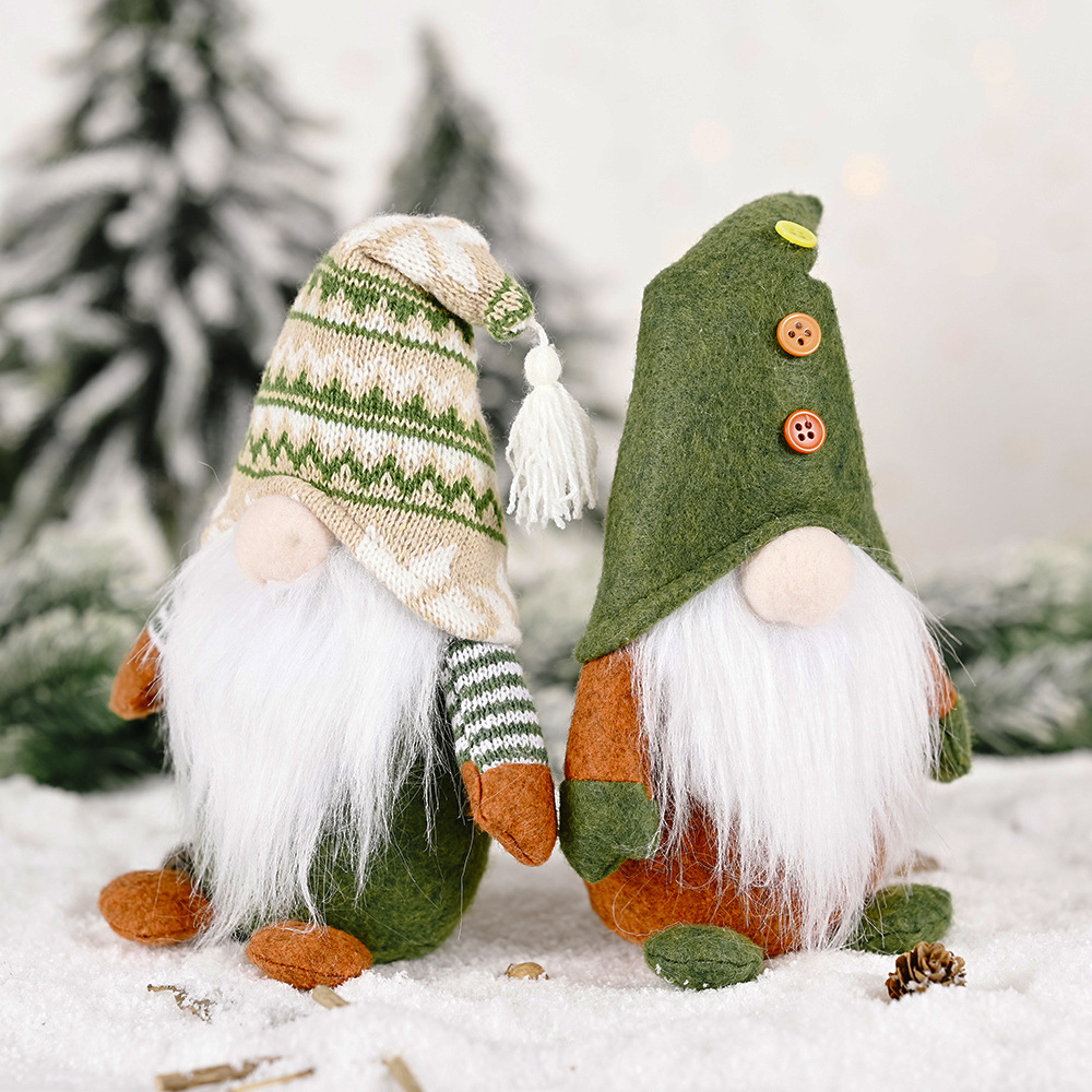 Christmas knitted green doll non-woven cloth