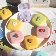Portable cartoon resin patch contact lens box ins girl cute new color contact lens care companion box double
