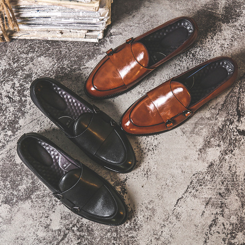 New British style small leather shoes for men, Korean style beanie slip-on leather shoes, pointed toe casual shoes, Taobao 2-J