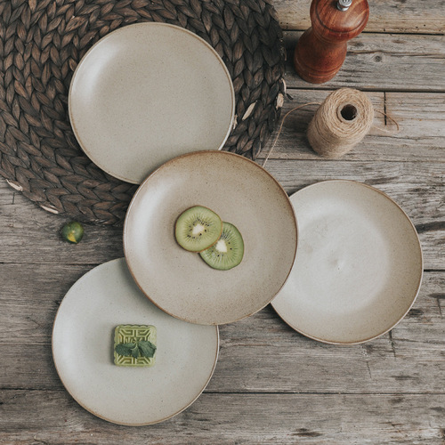 Nordic ins creative plate retro 7-inch shallow plate thickened moonlight plate dish plate home hotel hotel bed and breakfast tableware wholesale