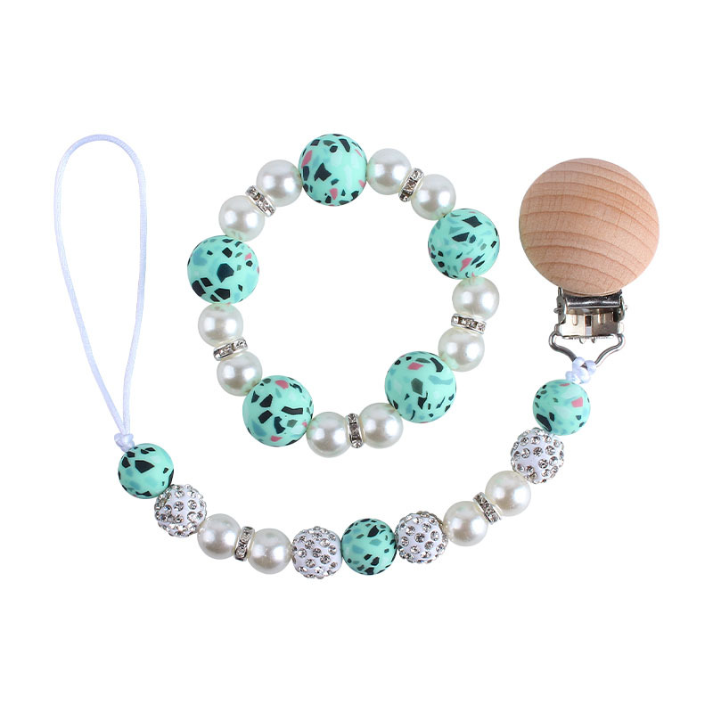 Nuevo bebé haya chupete clip bebé creativo leopardo perlas de gel mordedor gel pulsera chupete cadena anti-cadena