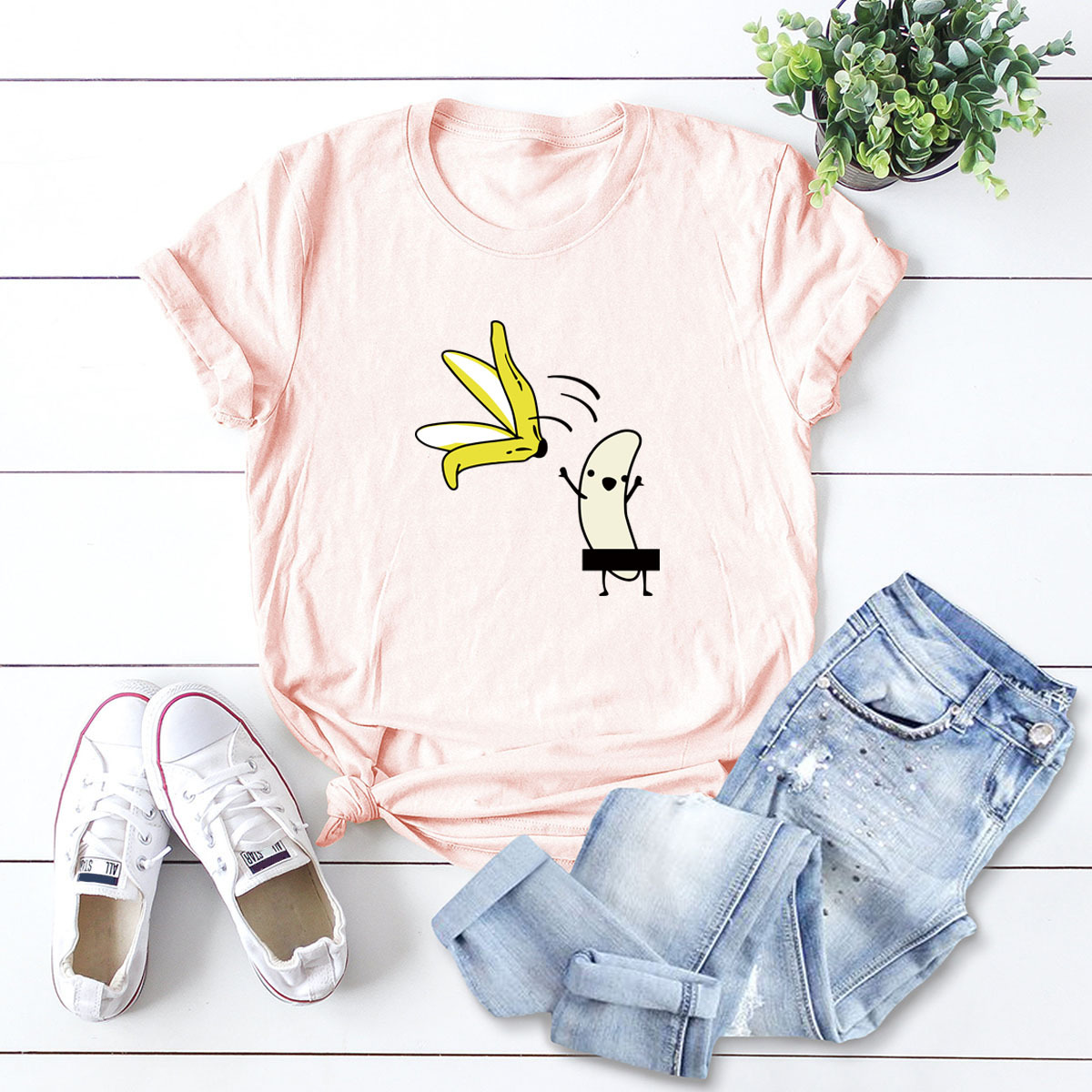 divertida camiseta de bebé de manga corta de banana desnuda al por mayor NSSN314