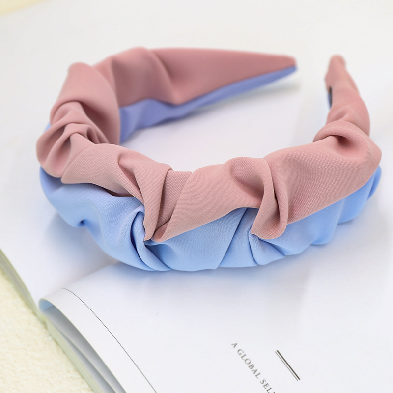 New Fashion Solid Color Color Matching Folds Wide-brimmed Hair Band Wholesale display picture 10