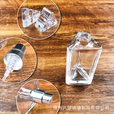 goods in stock Glass Perfume bottle 30ml Triangle Transparent bottle 45ml Acrylic Spray Replenish water Separate bottling