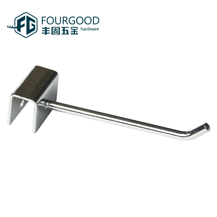 Tarjeta de suministro directo de fábrica de Foshan 15*30 gancho de tubo cuadrado de metal tienda de ropa estante pantalla de una sola línea de molienda gancho de cabeza