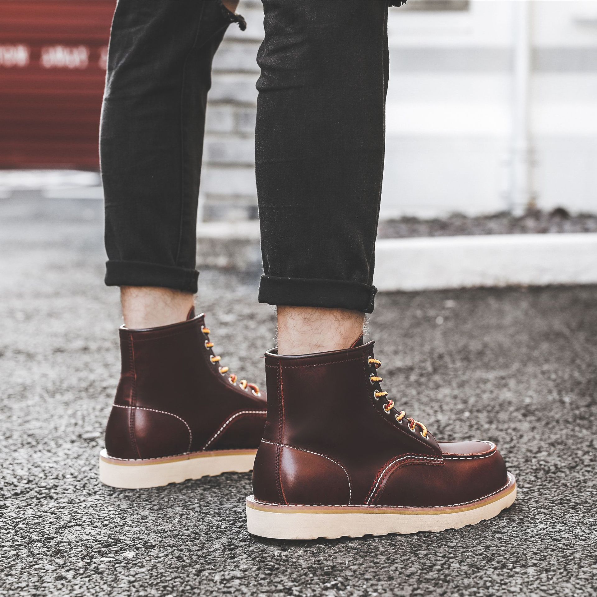 Title 21, Stivali Martin piatti slip-on retrò da lavoro d...