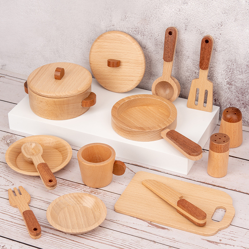 Cocina para niños Casa de juego cocina juguete para niñas casa de muñecas Simulación de madera utensilios de cocina Corea del Sur Niño de madera rompecabezas