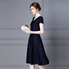 Summer new style Hepburn V-neck waist slim A-line skirt