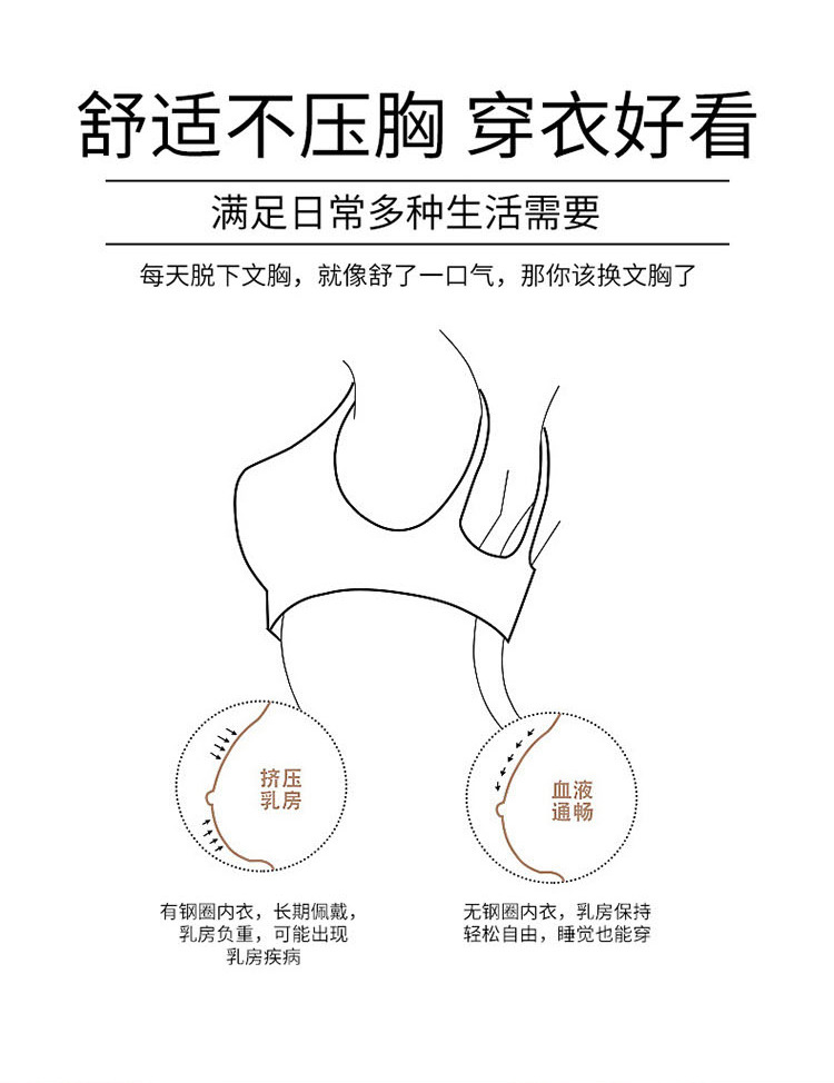 New seamless mid-length beauty back-wrapped chest thread sports anti-glare underwear women's vest adjustable shoulder strap bra detail image 2